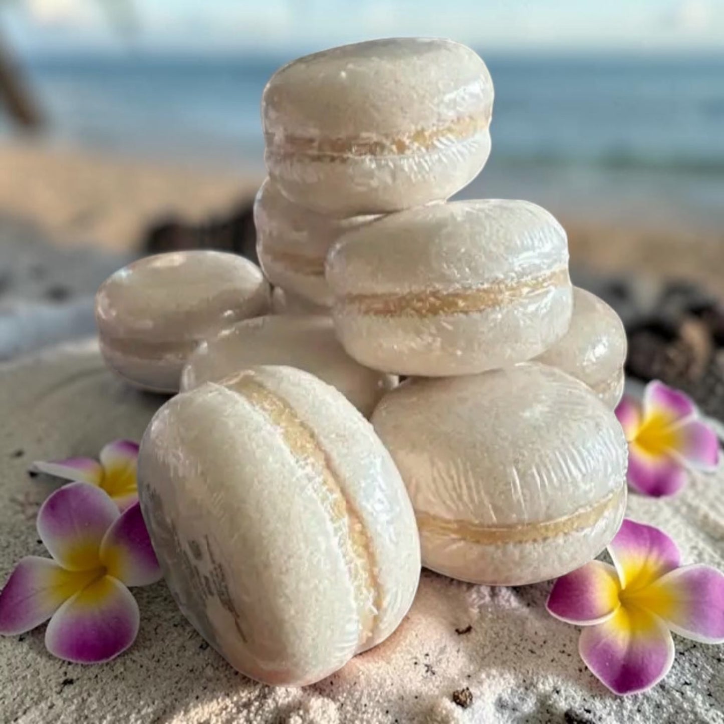 Macaron de bain effervescent
