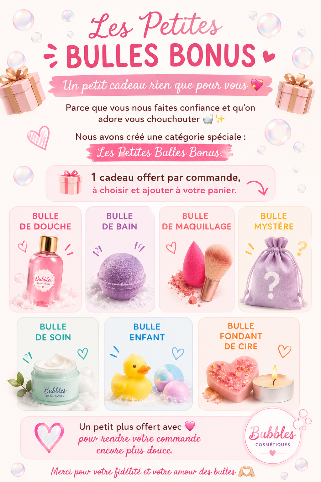 Les petites bulles bonus sont offertes , choisissez la vôtre 🎁