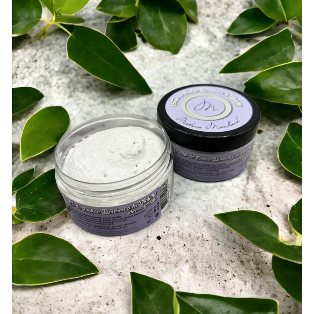 Savon fouetté Crème de délice parfum au choix Destockage - Bonbon à la violette / Tous types de peau - Gommage corps