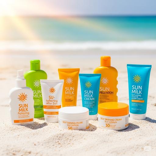 crème solaire et auto bronzant