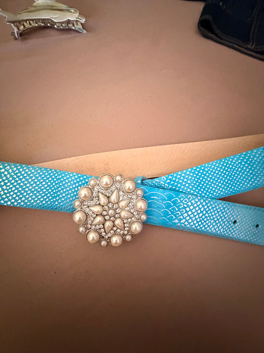 Ceinture bleue turquoise 90 cm