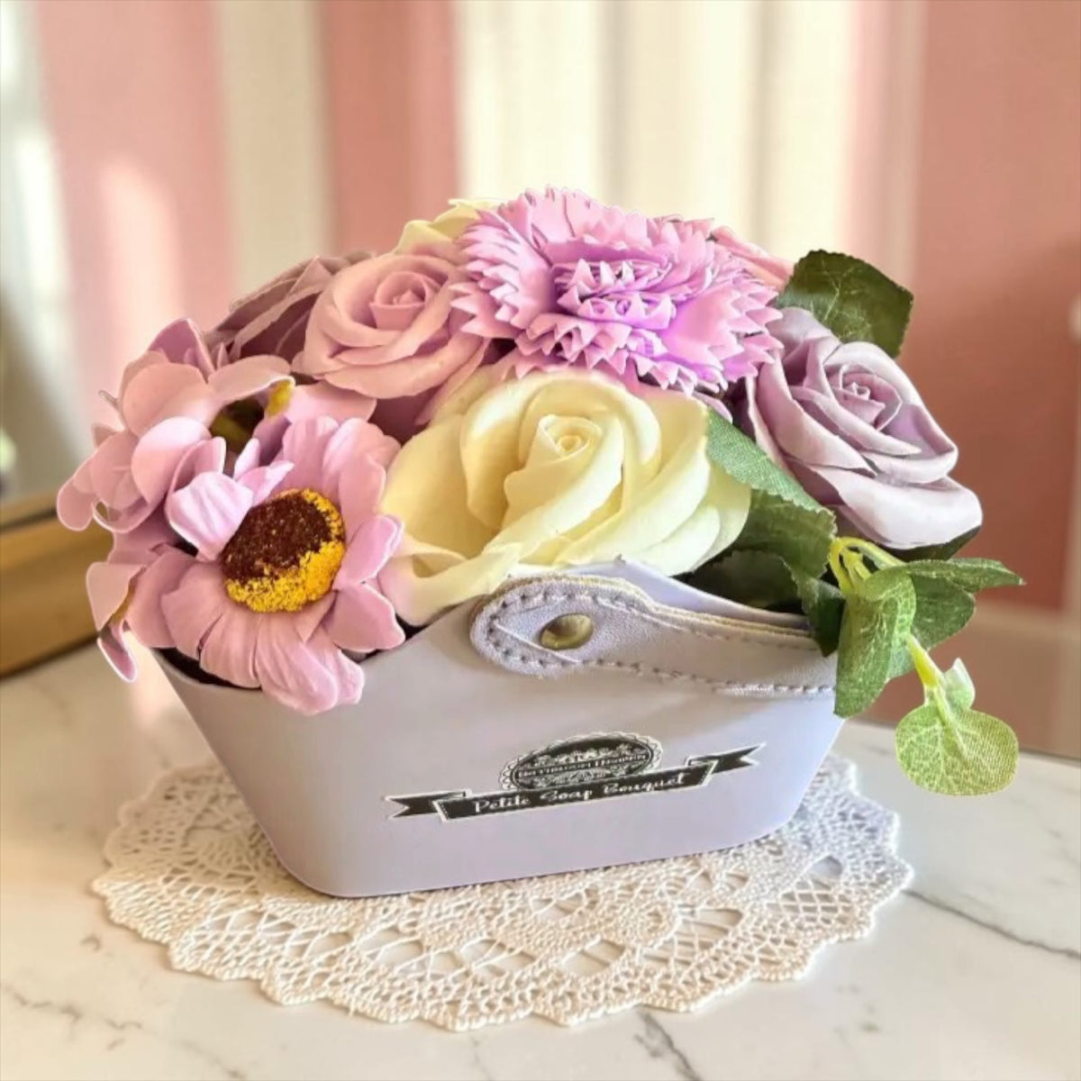 Bouquet en pétales de savon Lavande