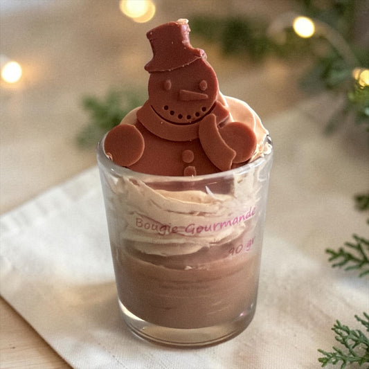 Bougie Bonhomme de neige fondant chocolat amande
