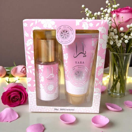 Coffret Yara rose. Brume et lotion corps parfumée