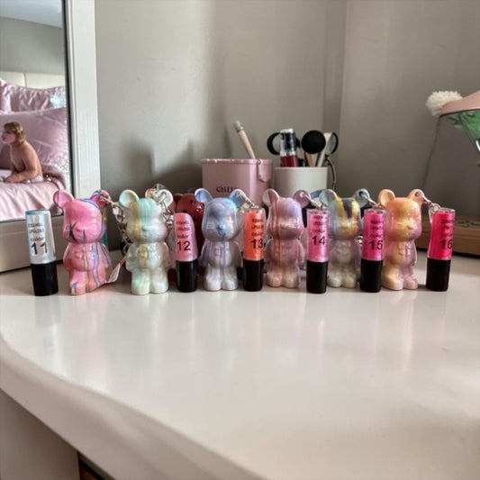 Lipgloss nounours porte clé parfum au choix