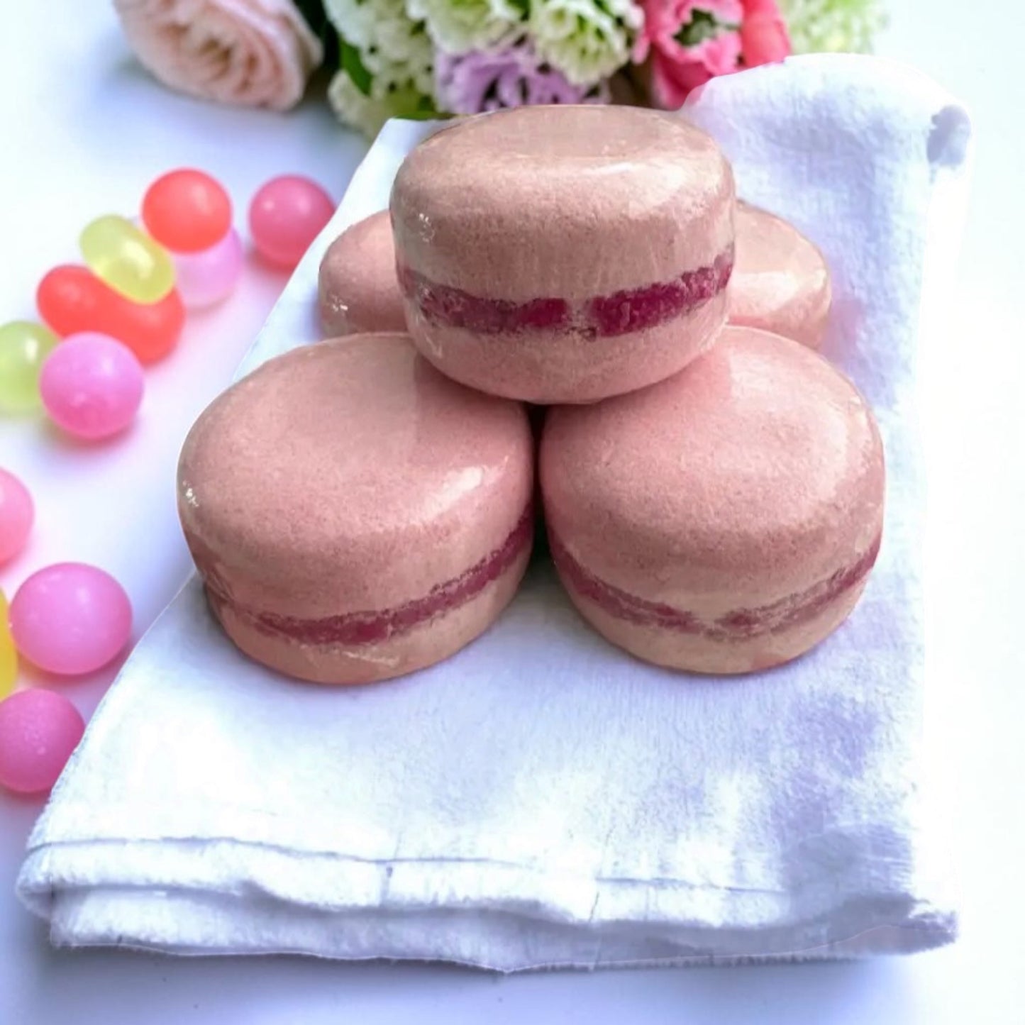 Macaron de bain effervescent