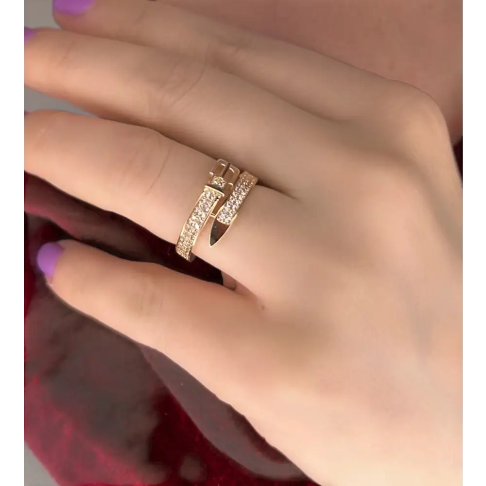 Bague réglable dorée et zirconiums ceinture - Bijoux