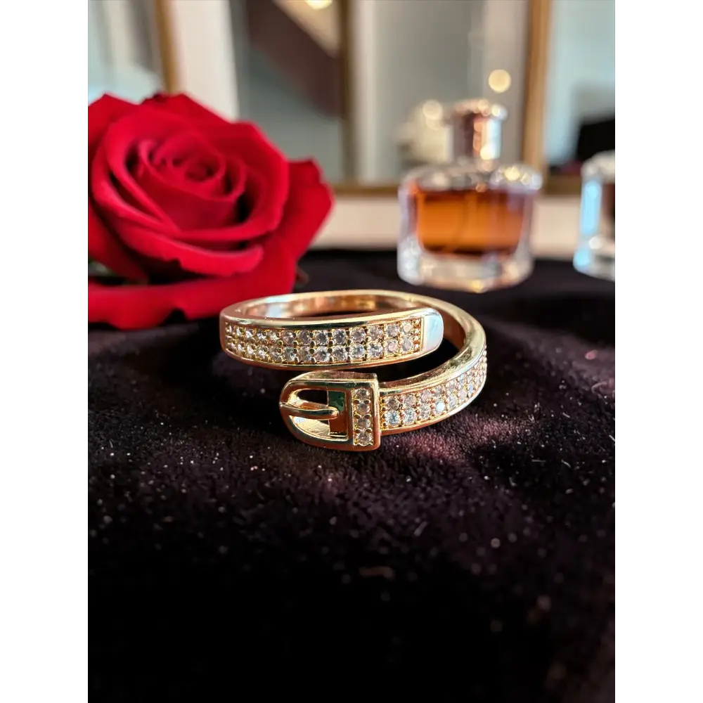 Bague réglable dorée et zirconiums ceinture - Bijoux