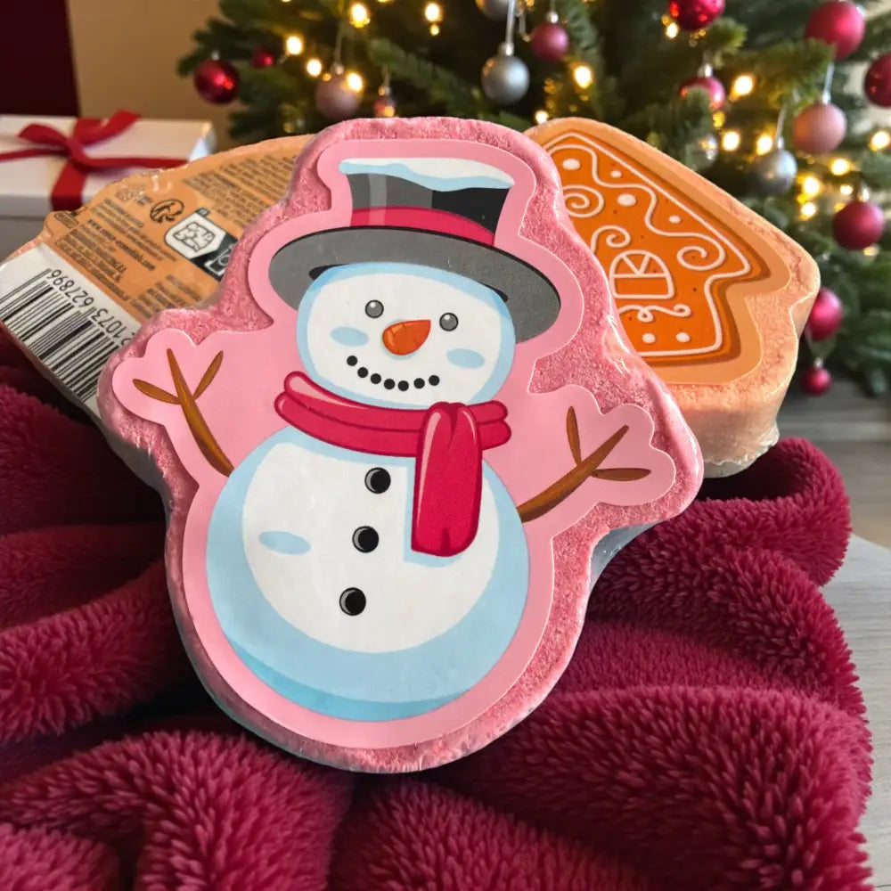 Bombe de bain de Noël - Bonhomme de neige (cranberry) - Bombe de bain