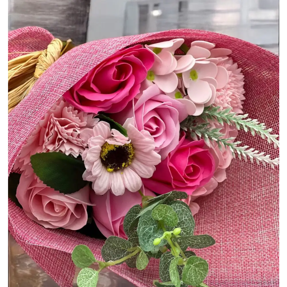 Bouquet en pétales de savon Rose - Fleur en petales de savon