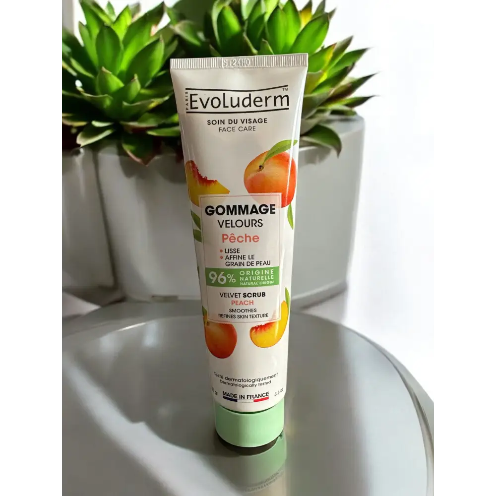 Gommage visage fruité au choix Evoluderm - Pêche 🍑 gommage velours - Visage