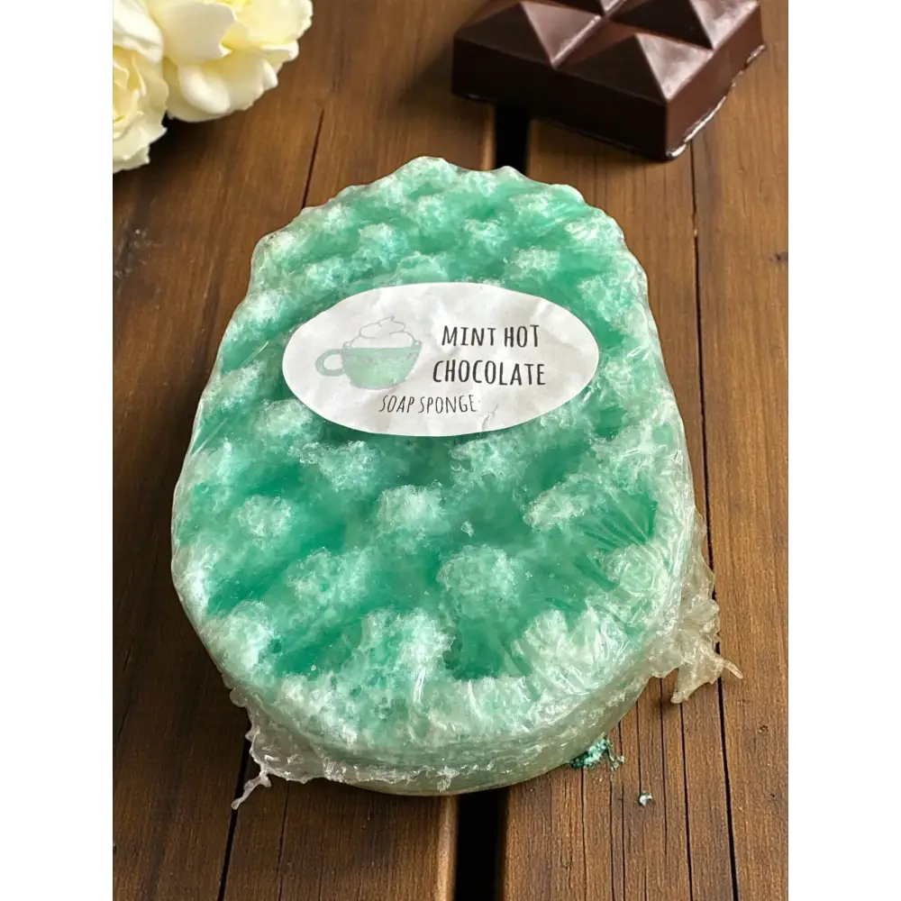 Grosse éponge de savon au choix Destockage - Chocolat chaud menthe - Savon éponge