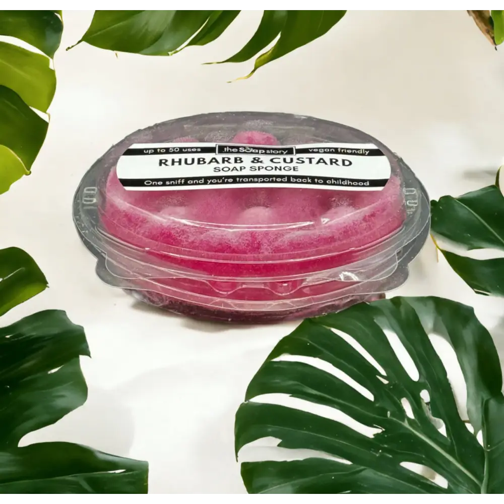 Savon éponge parfum au choix Destockage - Rhubarbe et crème - Savon éponge